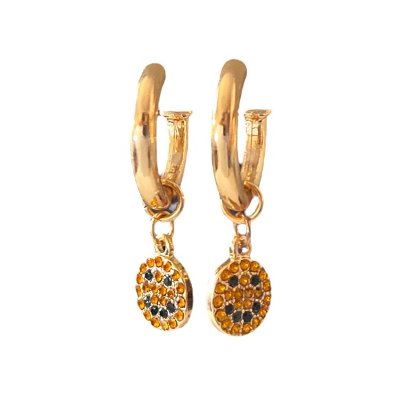 New SMILE 😃 Earrings Gold Tone fun and sparkly Pierced Ears - Picture 1 of 6